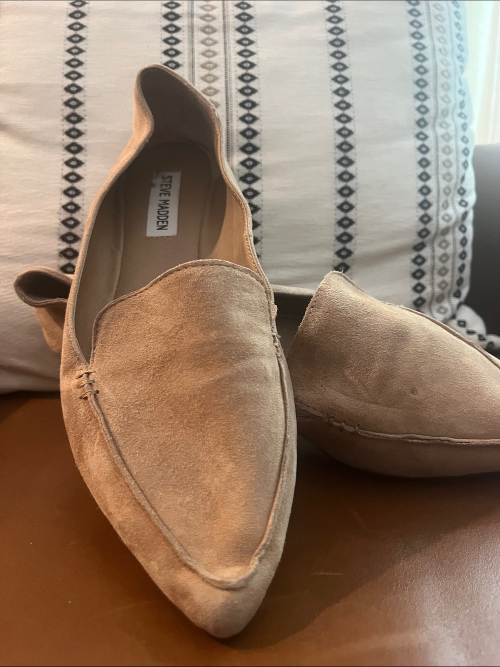 Steve Madden Beige Suede Pointed Loafers